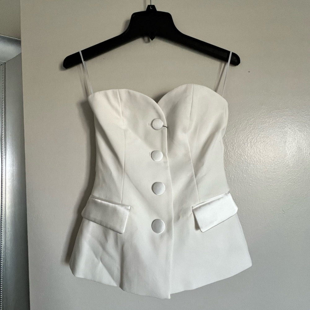 NWT: Zara, white button up corset top. Size: XS
